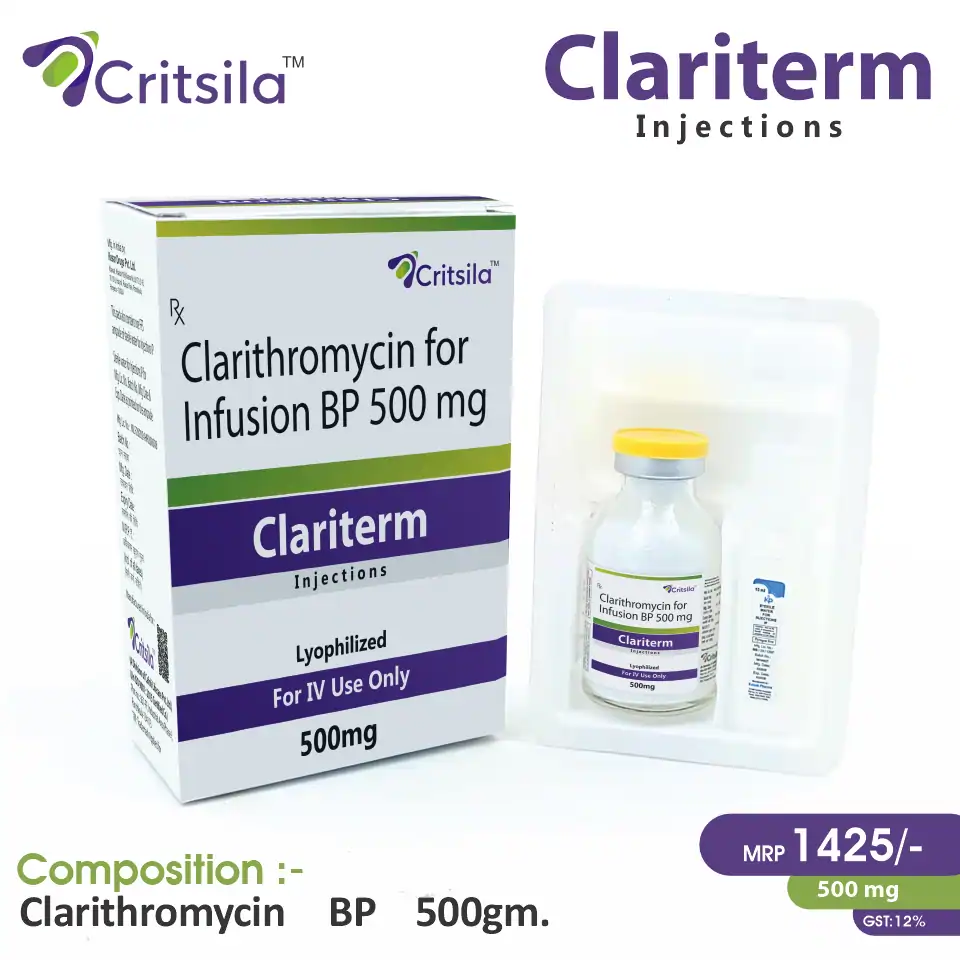 Clarithromycin 500mg Injection at Best Price in PCD Pharma Franchise for Antibiotics and Bacterial Infections.